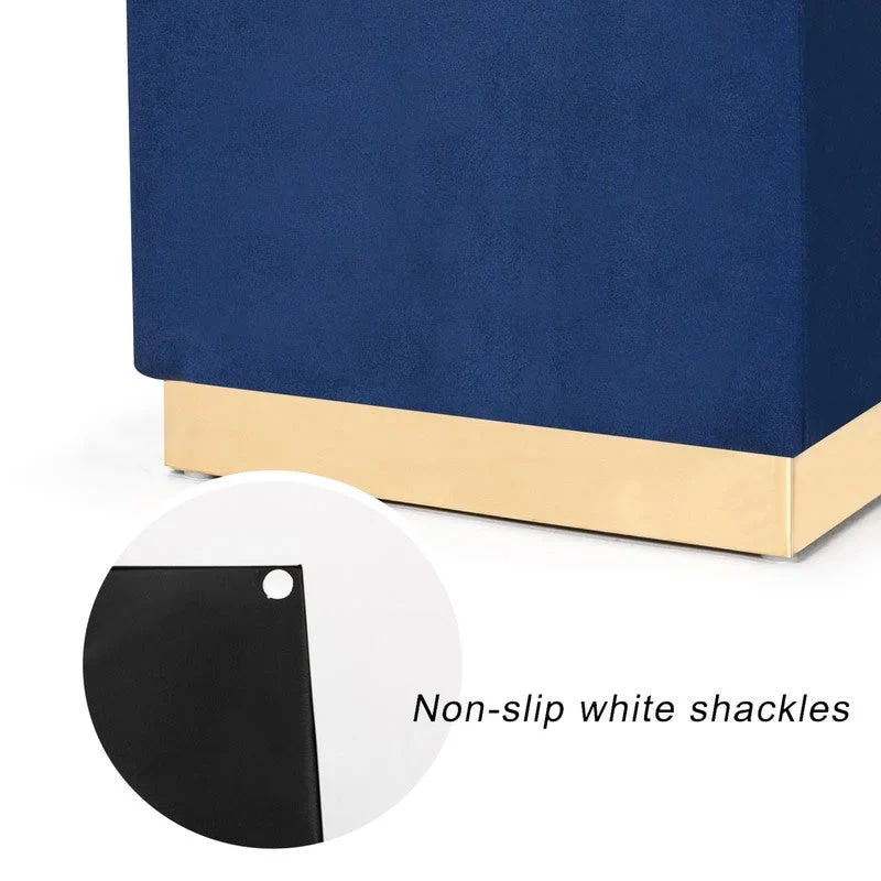 Ottoman Footrest Vanity Stool with Gold Trim