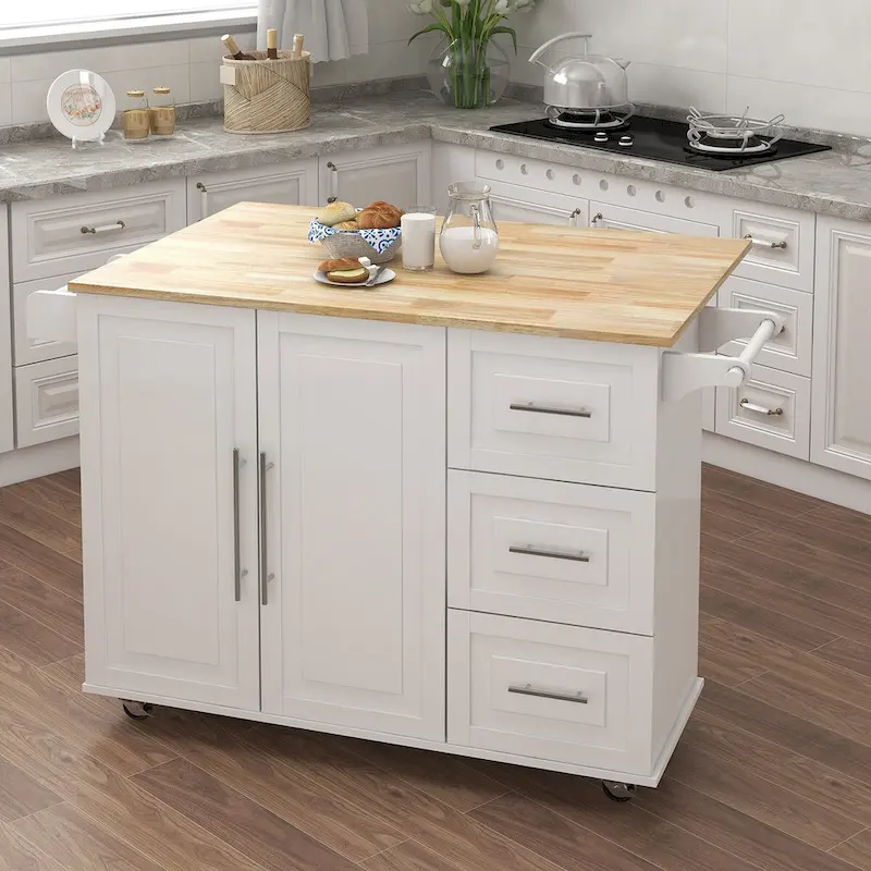 Multi Functional Kitchen Island&Cart/Buffet with Spice Rack and Towel Rack