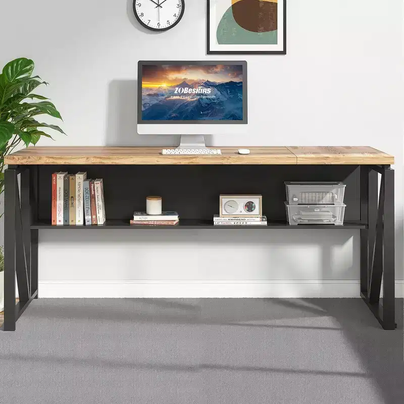 MAYEERTY Computer Desk L Shaped 55x63in Executive Desk and Mobile File Cabinet