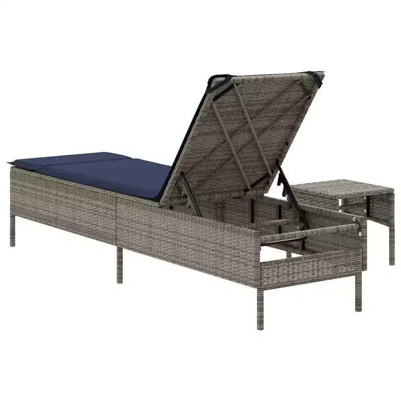 vidaXL Patio Sun Lounger PE rattan Single Multi-Position Backrest