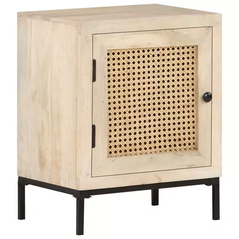 Bedside Cabinet Bleached Mango Wood Solid Mango Wood