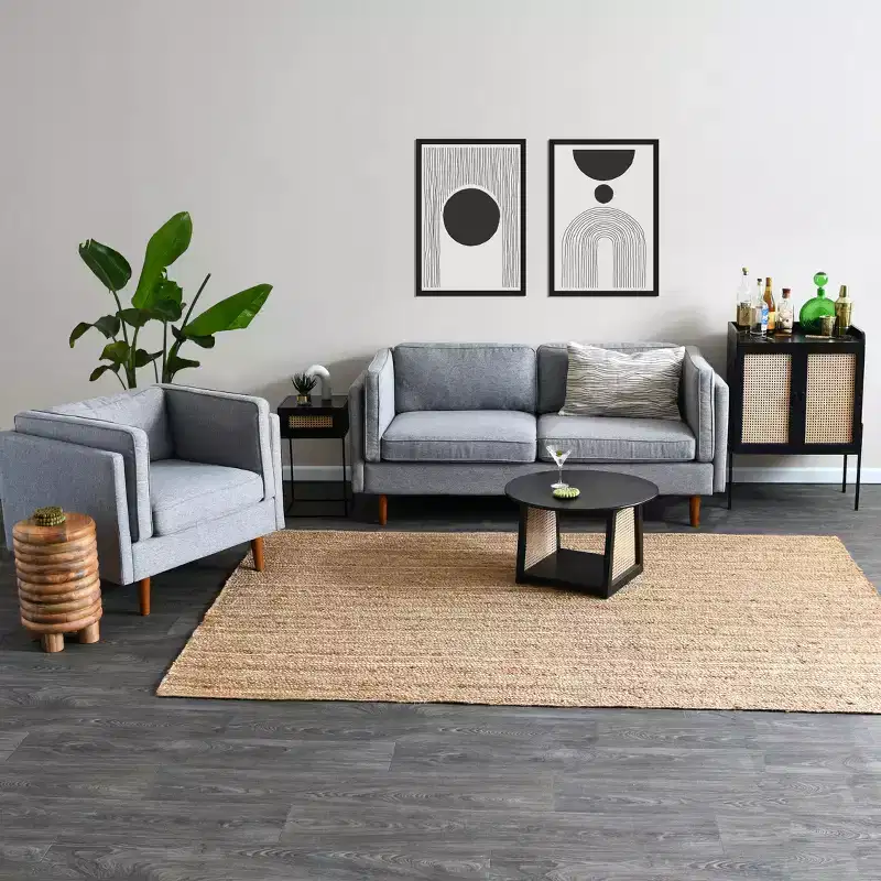 Modern Upholstered High Sided Arm Chair with Solid Wood Legs