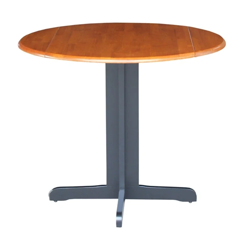 Brown / Linen White / Black / Espresso Drop Leaf Round Dining Table for 2