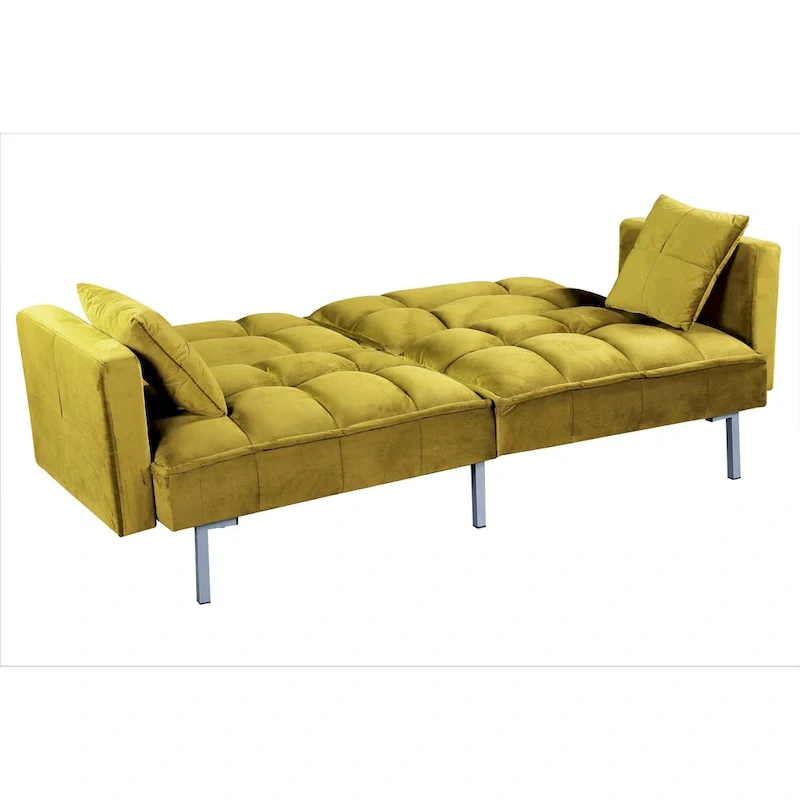 Bernal 75.6W Velvet Futon Sofa Bed Sleeper