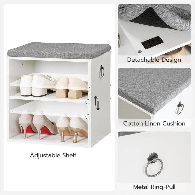 Small Shoe Bench with Cushion - 11.8D x 15.7W x 16.5H