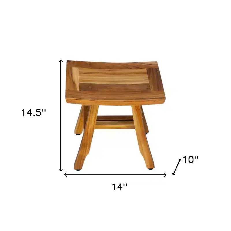 HomeRoots 14 Natural Teak Curvilinear Shower Bench