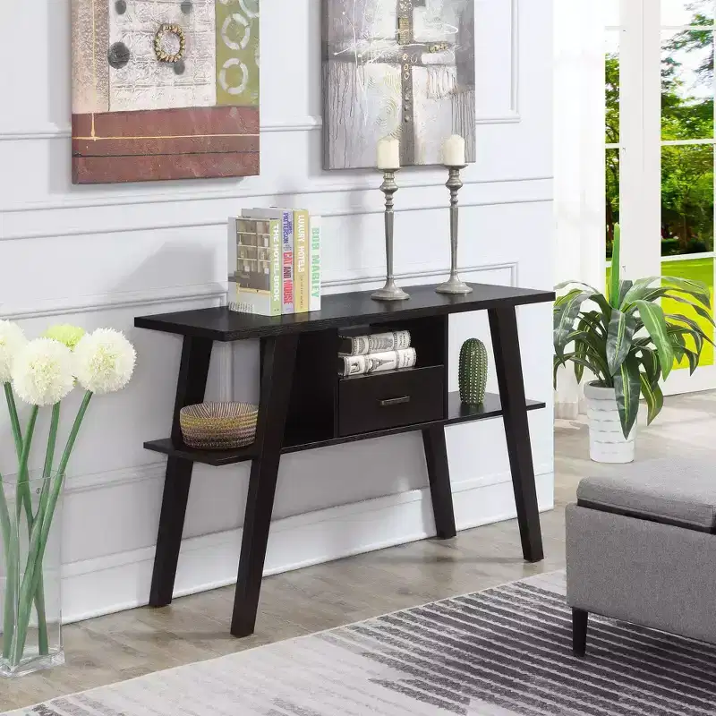 Console Table with Drawer and Shelves – Brown, 47.25