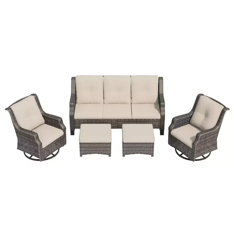 UPTIOT 5-Piece Outdoor Wicker Patio Furniture Set