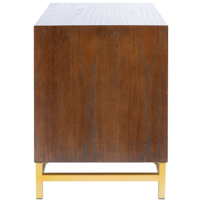 White Washed / Walnut / Teal 2-Drawer Nightstand with Brass Base and Pulls for 1 Person