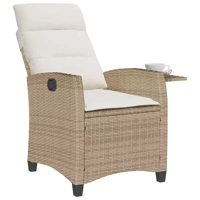 vidaXL Reclining Garden Chair PE rattan, powder-coated steel Medium