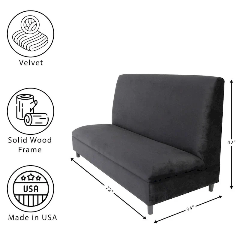 Coast to Coast Sofas Mid Century Modern Seating Booth Velvet Solid Wood Frame Upholstered