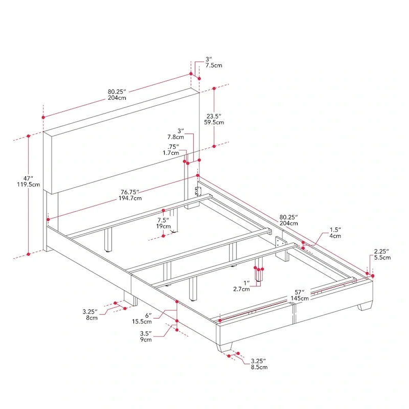 Nova Upholstered Modern Boucle Bed, Box Spring Required