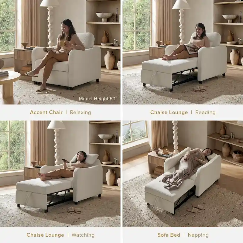 Mopio Sophie 4-in-1 Convertible Sleeper Chair Bed