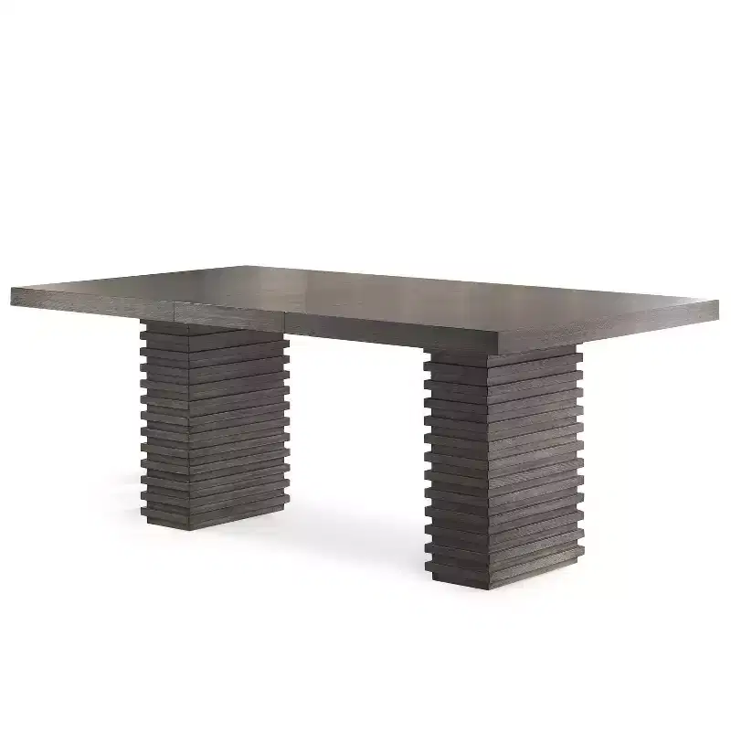 Extendable Dining Table - Washed Gray, Double Pedestal, Seats 6