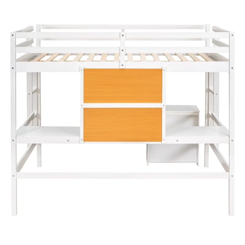 Full Pine Loft Bed with Desk and Writing Board