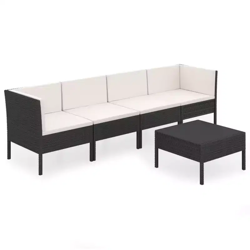 vidaXL Garden Lounge Set Patio Sectional Sofa Couch Outdoor Poly Rattan Black