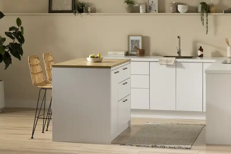 Kitchen Island With Door And Drawers - White And Maple Nutmeg