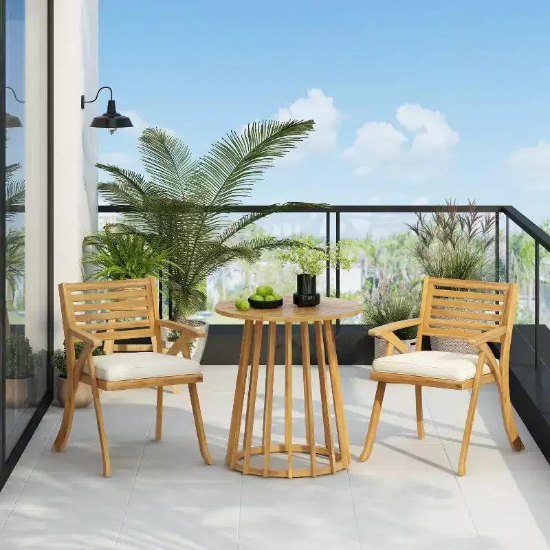 Christopher Knight Home Zephyr Outdoor Acacia Wood Dining Set with Cushions, Teak