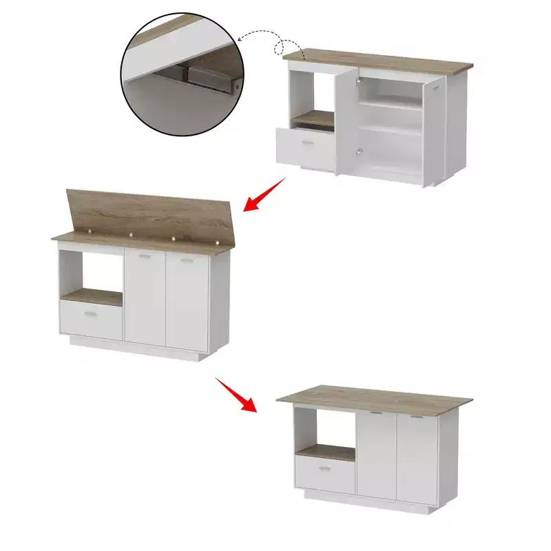 Famapy Modern Vanity Island with Adjustable Shelves,Vanity Shoe Storage Cabinet with Fold-Up Side Leaf,Makeup Dressing Table for Entryway & Bedroom