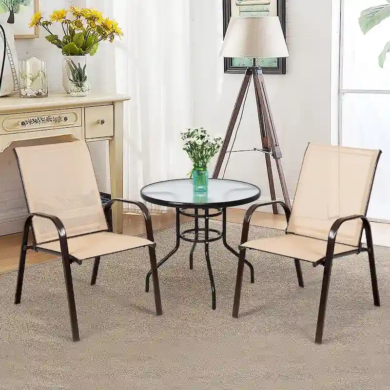 Costway 4PCS Patio Chairs Garden Deck Yard with Armrest - See Details