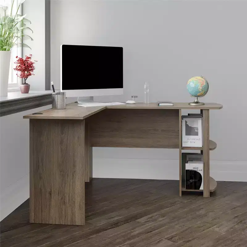 L-Shaped Desk with Bookshelves – Home Office & Study