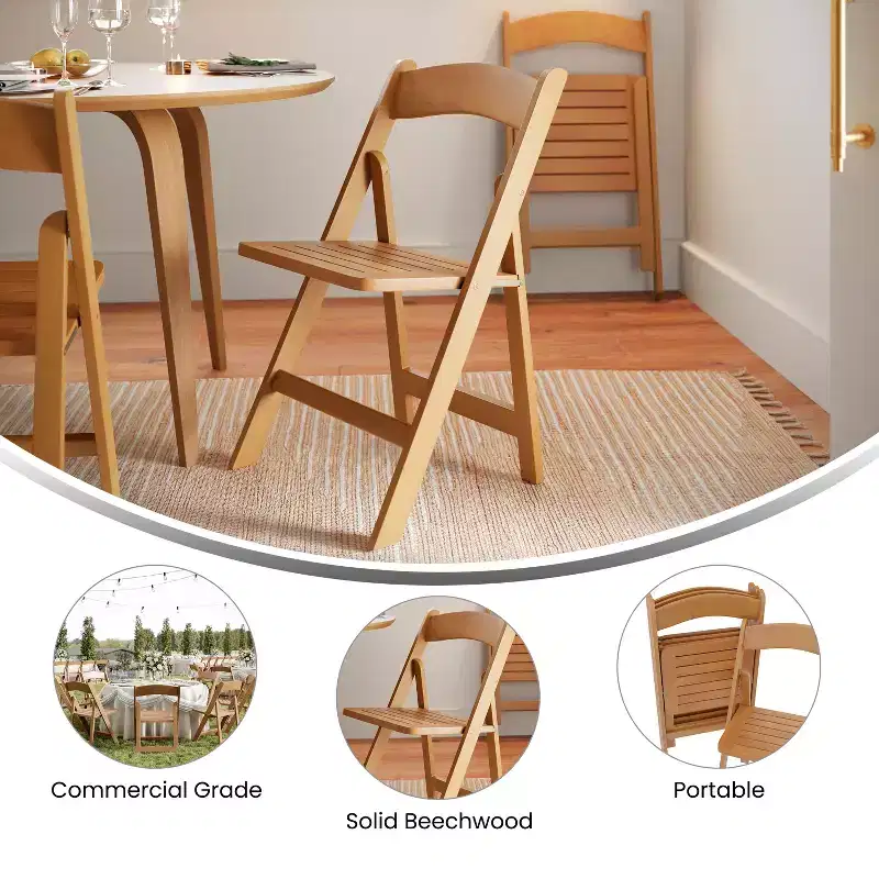 Early American Wood / Oak / White Solid Wood Folding Dining Chair – Seats 1