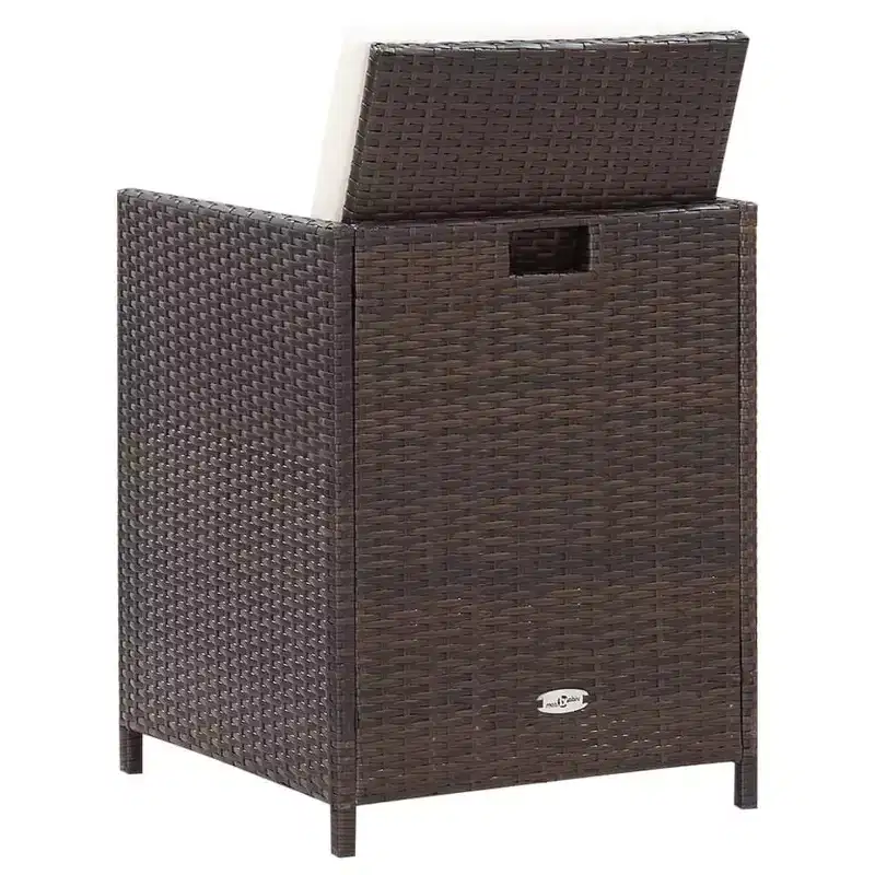 vidaXL Patio Chairs with Cushions 2 pcs Poly Rattan Brown