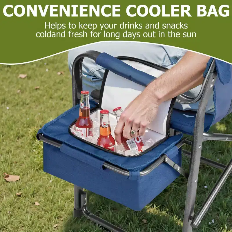 SUGIFT Extra-Wide Folding Camping Chair with Cooler Bag, Side Table & Padded Seat, 400 lbs Capacity