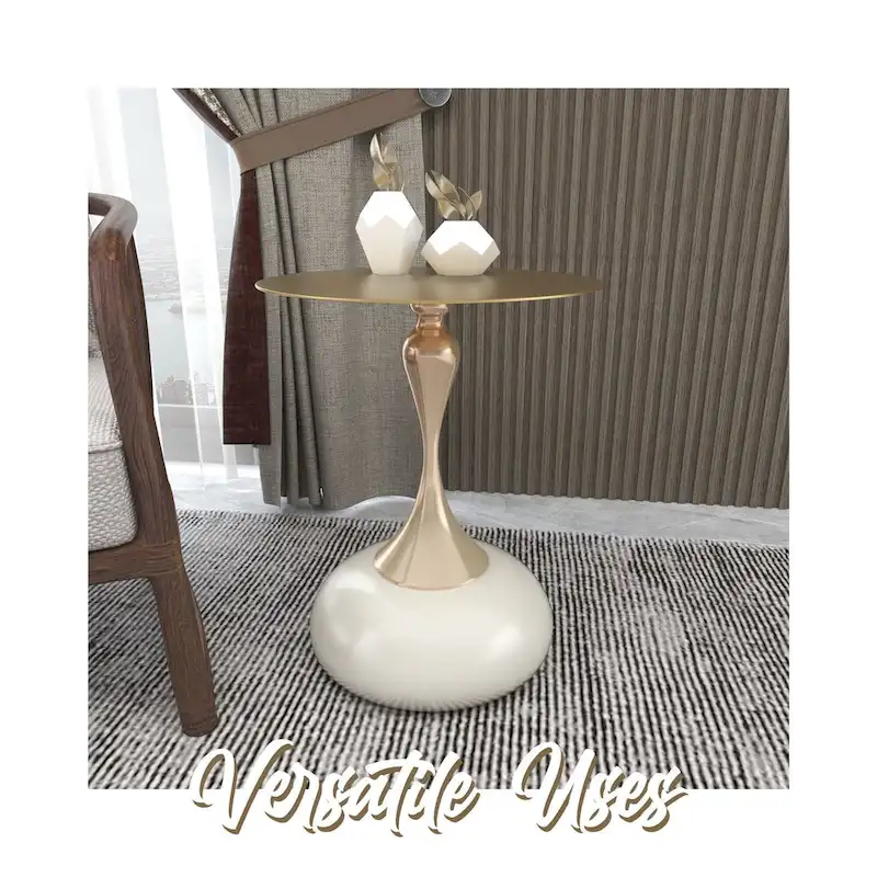 Savoy 18-Inch Round Side Table in Gold Stainless-Steel End Table with a Round Pedestal base