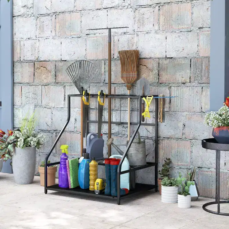 3-Tier Garden Tool Organizer for Garage – Yard Tool Storage Rack