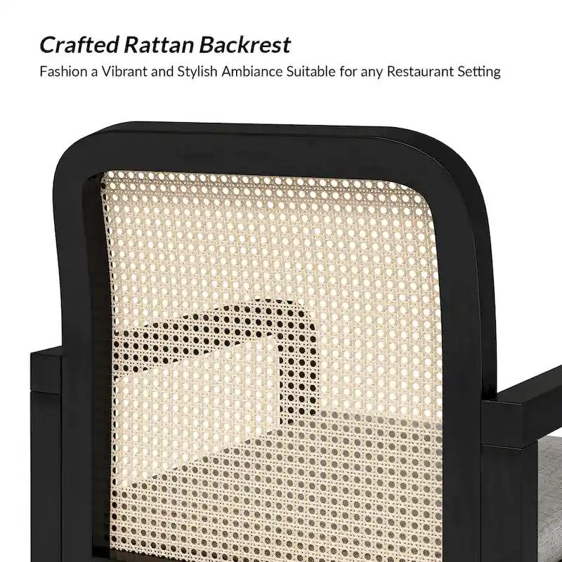 Modern Rattan Back Dining Chair with Removable Cushion | Boho Style | Set Available