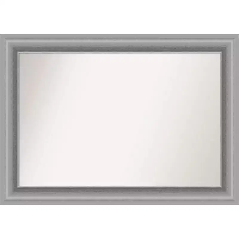 42 x 30 Non-Beveled Peak Polished Nickel Wall Mirror - Amanti Art: Includes Mounting Hardware, Modern Style