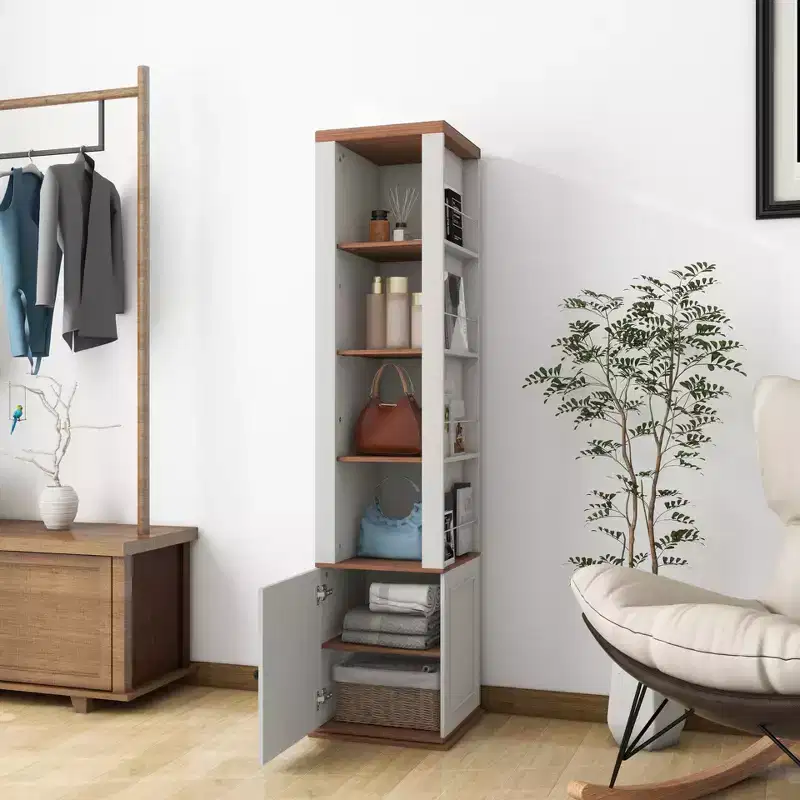 68 Corner Storage Cabinet: Modern Farmhouse Design with 1 Door & 1 Drawer - MDF Wood Freestanding Organizer for Living Room