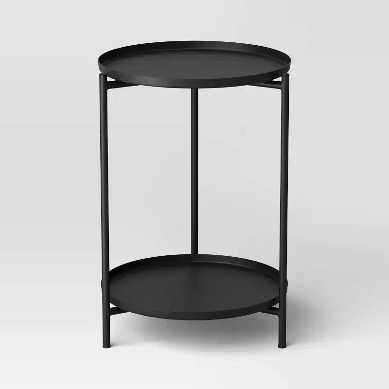 Metal Small Side Table with Shelf Black - ™