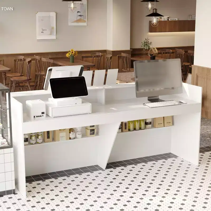 White Modern Reception Desk, Front Counter Desk