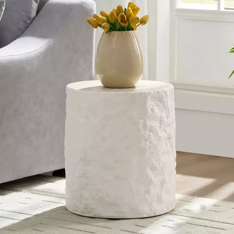 Fiberglass Round/Square Coffee Table Accent Table Cocktail Table Center Table End Table Sofa Side Table, No Need Assembly, Beige-ModernLuxe