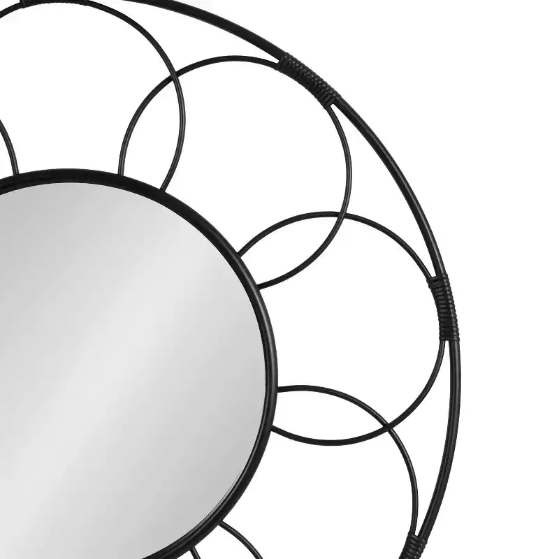 34x34 Cori Round Rattan Mirror - Kate & Laurel All Things Decor