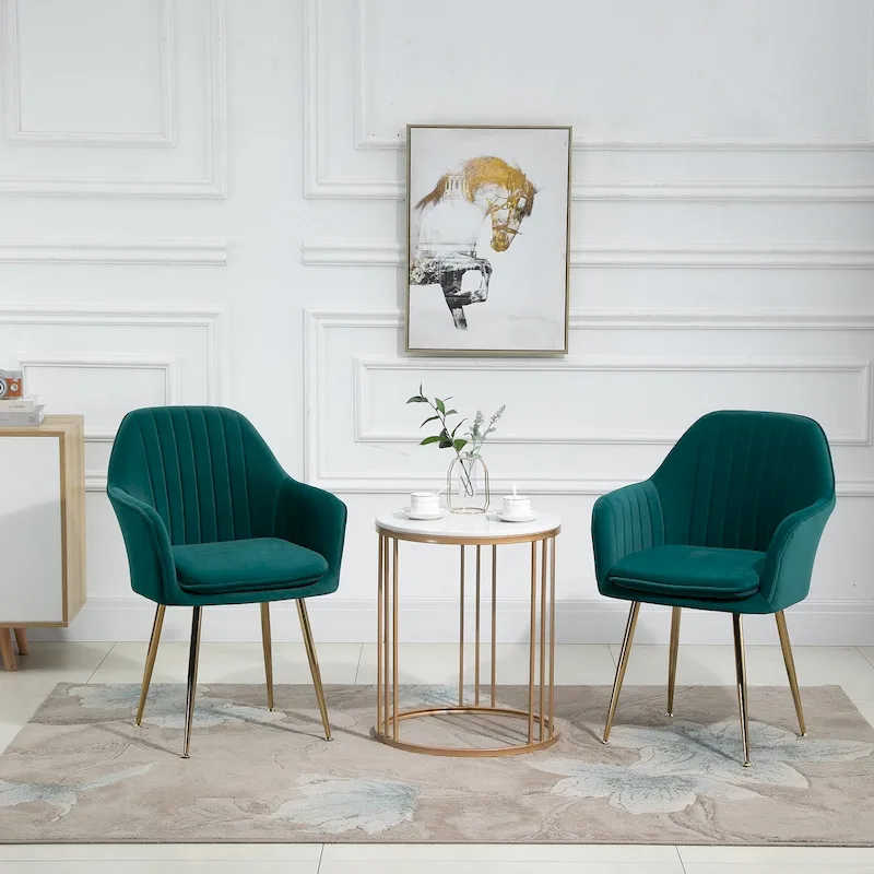 AVAWING Accent Arm Chairs Set of 2 Upholstered Velvet Dining Chairs