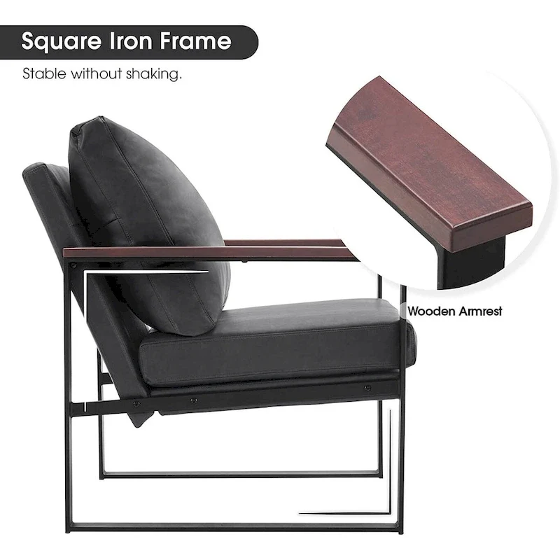 MCombo Modern Accent Chair with Upholstered Cushion, Faux Leather HQ304