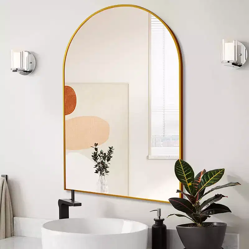 Aluminum Alloy Arched Wall Mirror Gold 20
