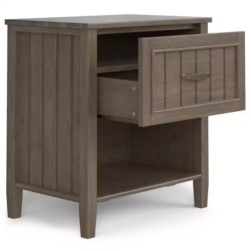Rowan Bedside Table Smoky Brown - Wyndenhall: Transitional Style, 1-Year Warranty, Pine & Plywood Frame