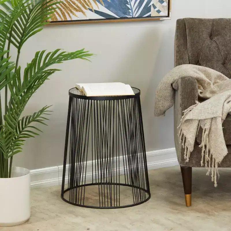Contemporary Metal Accent Table Light Black - Olivia &#May