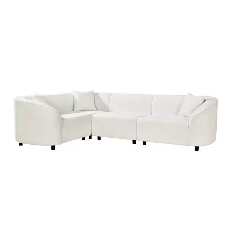 Christopher Knight Home Isolde Contemporary 104 4-Seater L-Shaped Boucle Upholstery Curved Sectional Sofa Beige