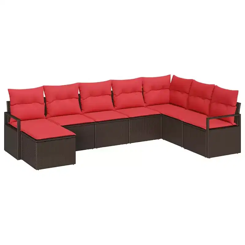 vidaXL Garden Sofa Set 8 pcs Brown Poly rattan