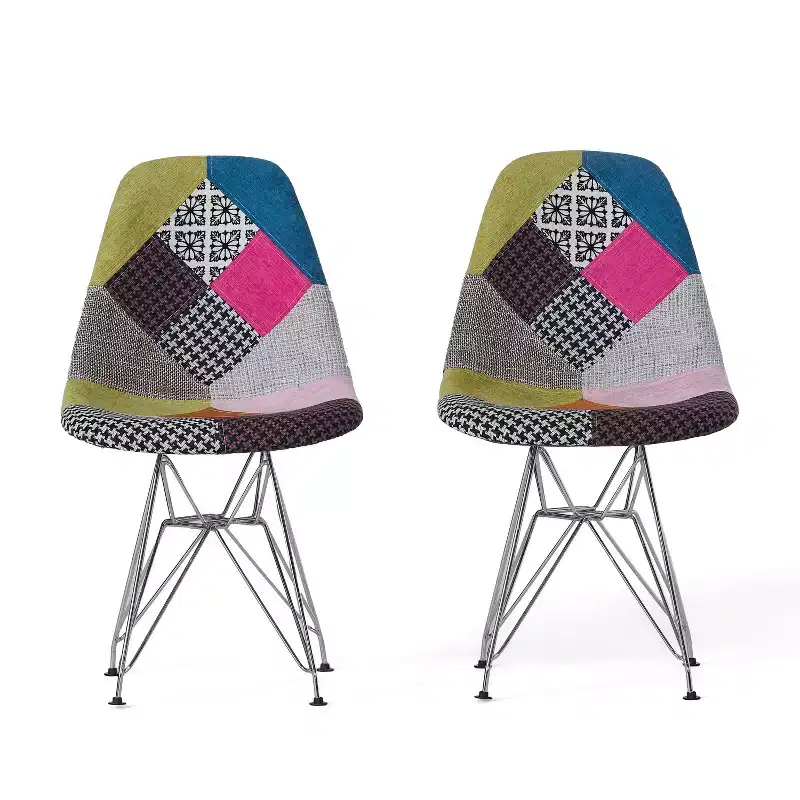 Christopher Knight Home Filmore Boho Fabric Patchwork Accent Chair with Chrome Legs (Set of 2)