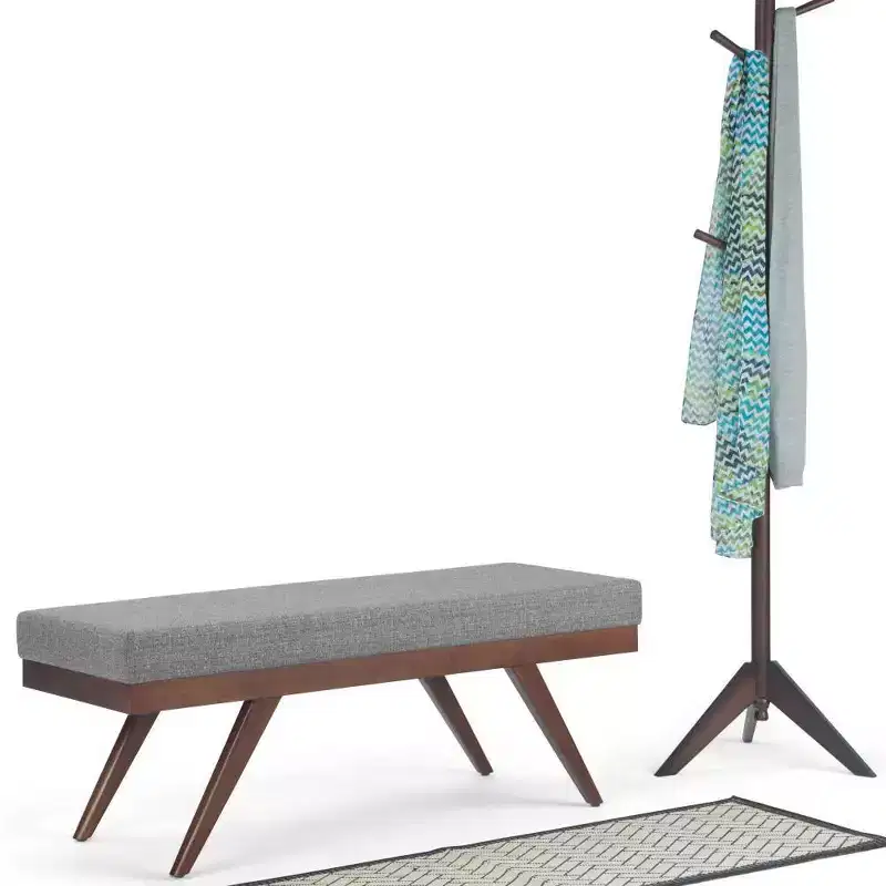 48 Nadine Mid Century Ottoman Bench Faux Air Leather - Wyndenhall
