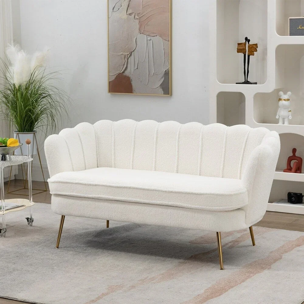 Small Mini Room Couch Two-Seater Sofa with Gold Metal Leg - 2 Seat