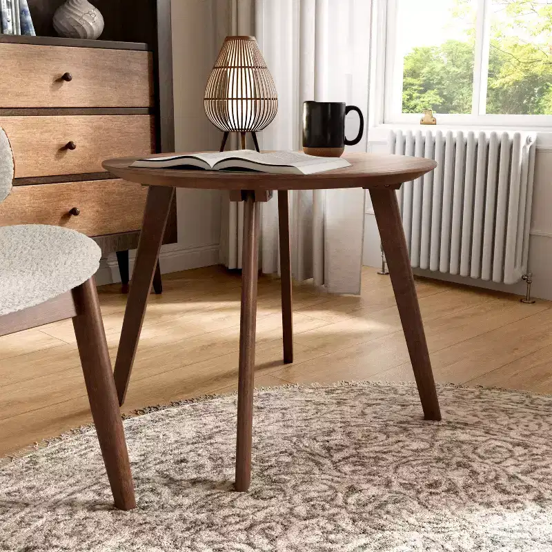 HOMES: Inside + Out Creekside 23" Round Mid-Century Modern Accent Side Table Walnut