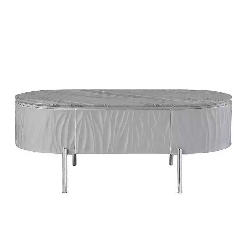 Acme Furniture Yukino Coffee Table Gray/Chrome Finish