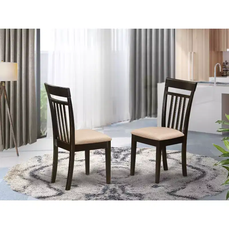 Asian Fusion Slat Back Dining Chair with Wood Seat – 17